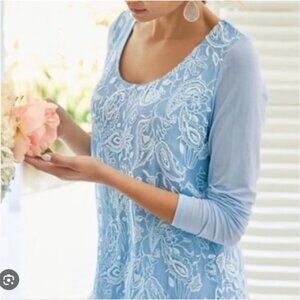 Soft Surroundings Adele Silk Whimsical Fairycore Lace Drapey Tunic Top Sz Large